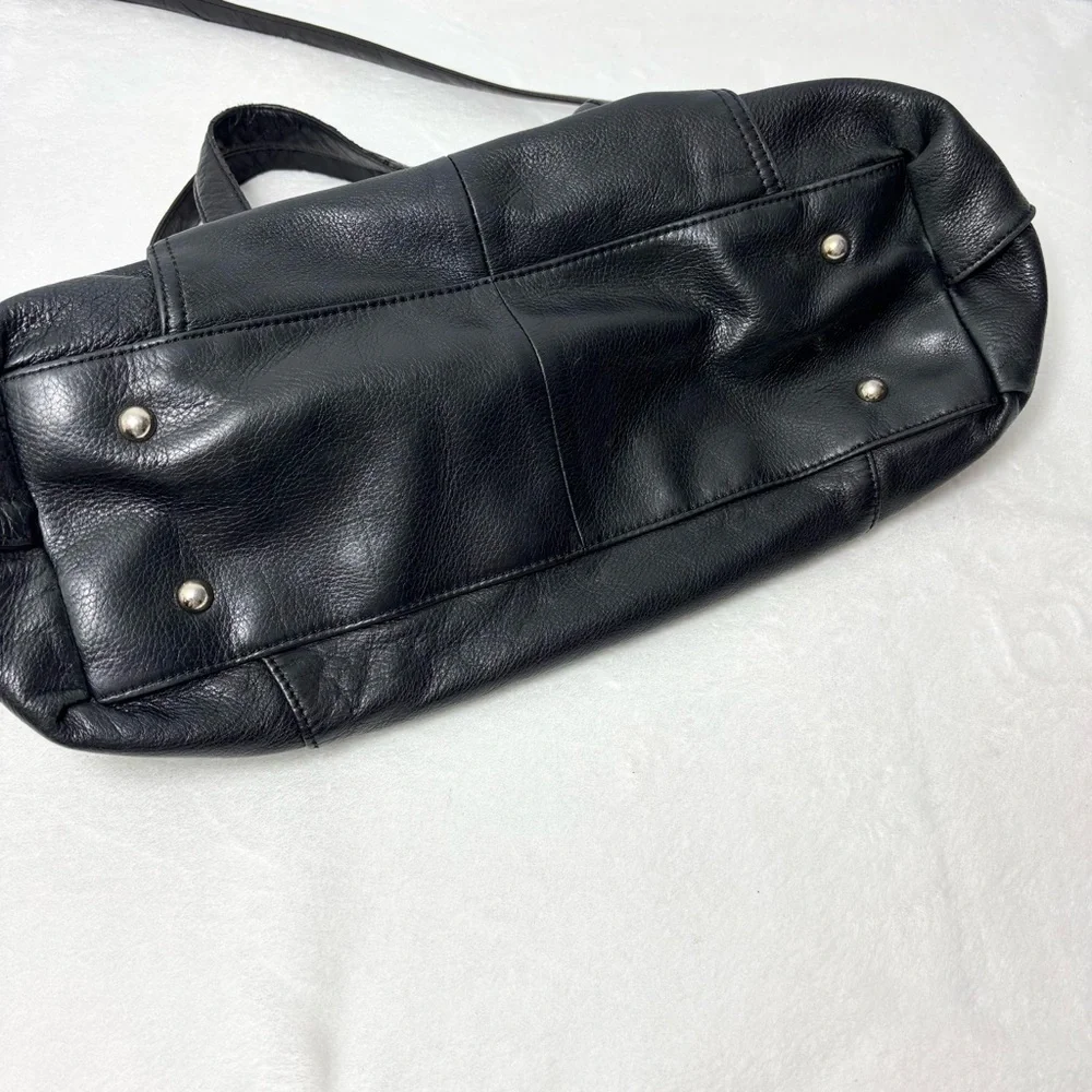 B Makowsky Large Black Genuine Leather Handbag‎ Lombard Satchel